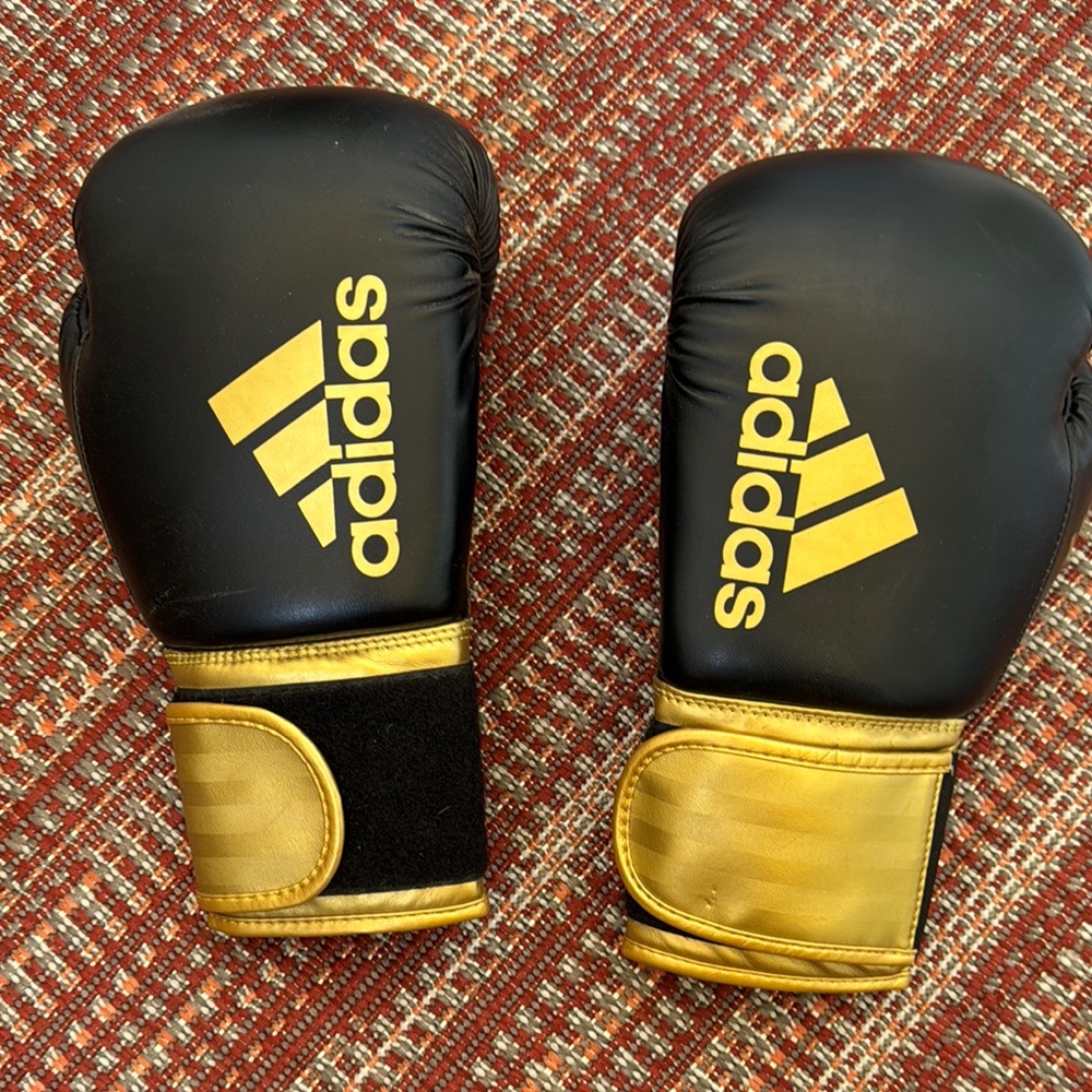 Adidas Black and Gold Boxing Gloves